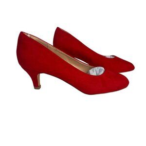 Svdsphde Pumps Shoes Womens 6.5 Red Suede New Kitten Heel
